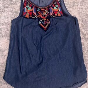 THML Navy Embroidered Tank Top
